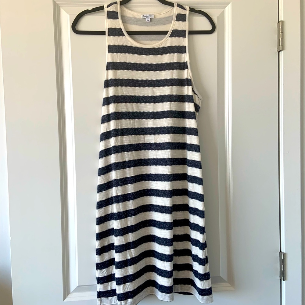 Splendid - Navy Blue and White Striped Tank Dress (Size L) - LIKE NEW